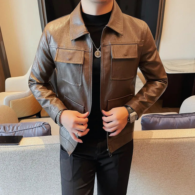 Velaro Luxe Slim PU Moto Jacket