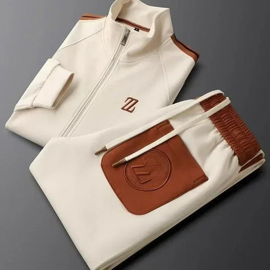 Modern Luxe Stand-Collar Athletic Tracksuit
