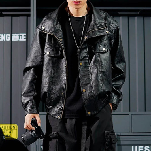 AetherWave Loose PU Street Jacket