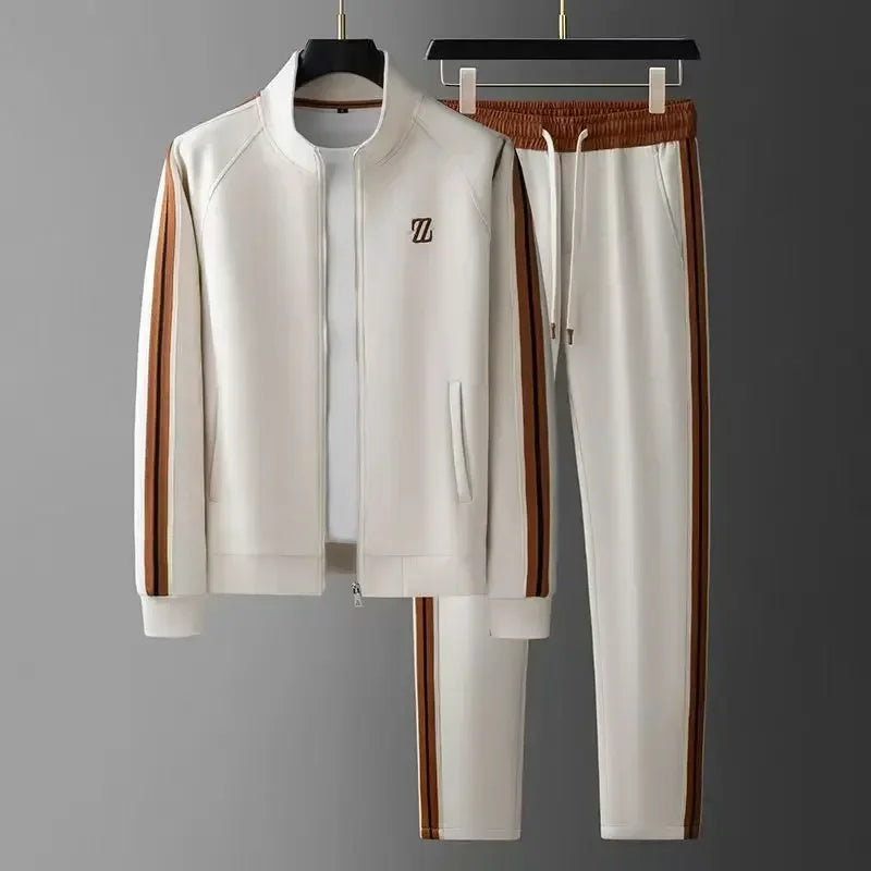 Modern Luxe Stand-Collar Athletic Tracksuit