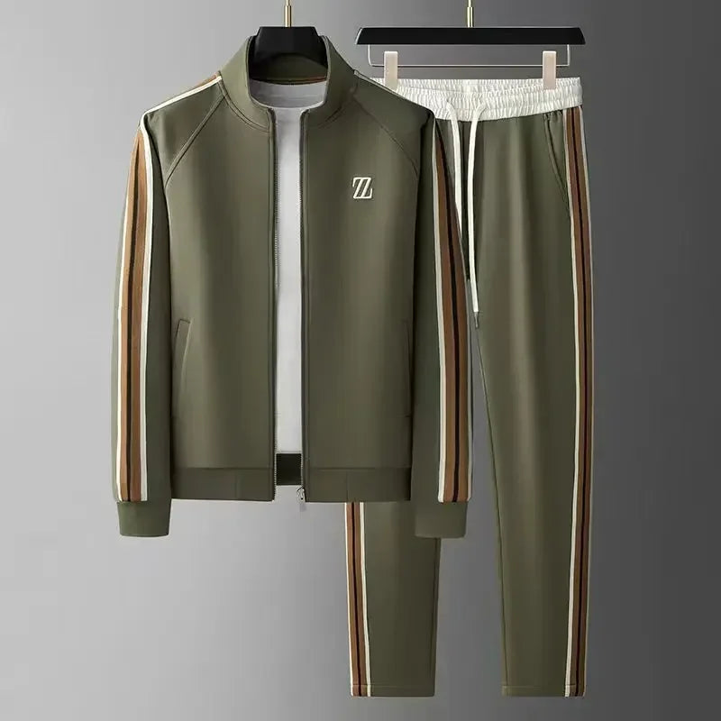 Modern Luxe Stand-Collar Athletic Tracksuit