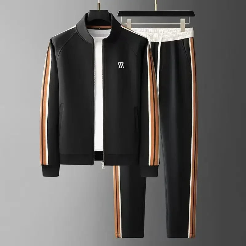 Modern Luxe Stand-Collar Athletic Tracksuit