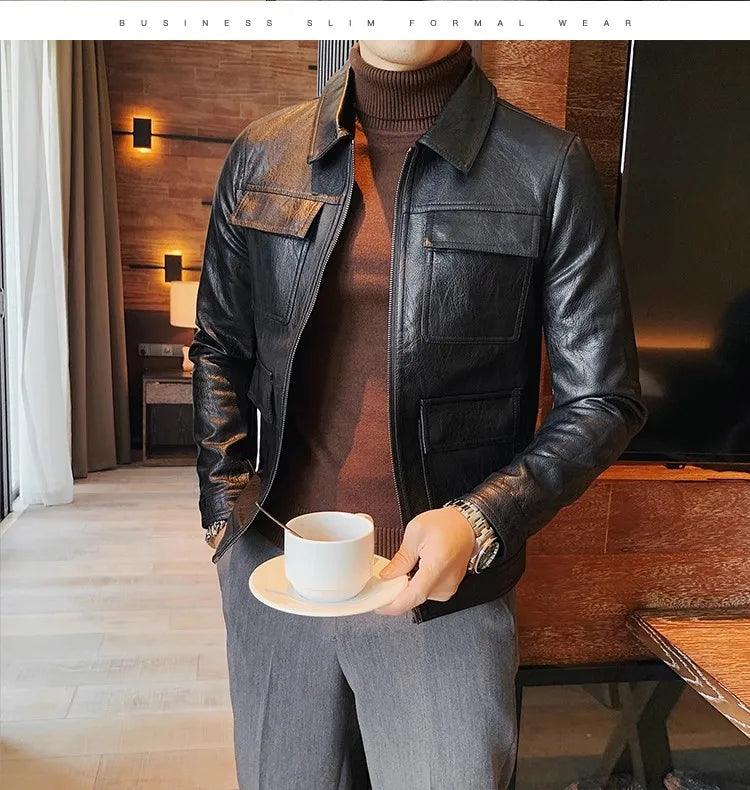 Velaro Luxe Slim PU Moto Jacket