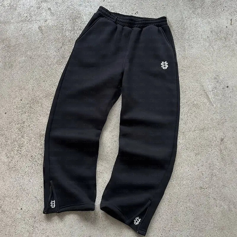Y2K Embroidered Wide-Leg Street Joggers