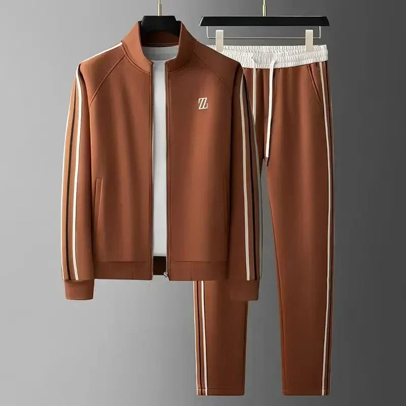 Modern Luxe Stand-Collar Athletic Tracksuit