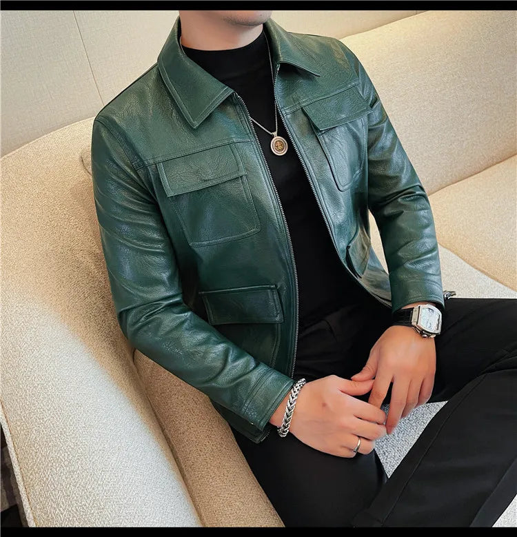 Velaro Luxe Slim PU Moto Jacket