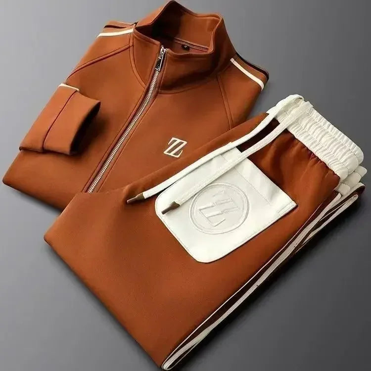 Modern Luxe Stand-Collar Athletic Tracksuit