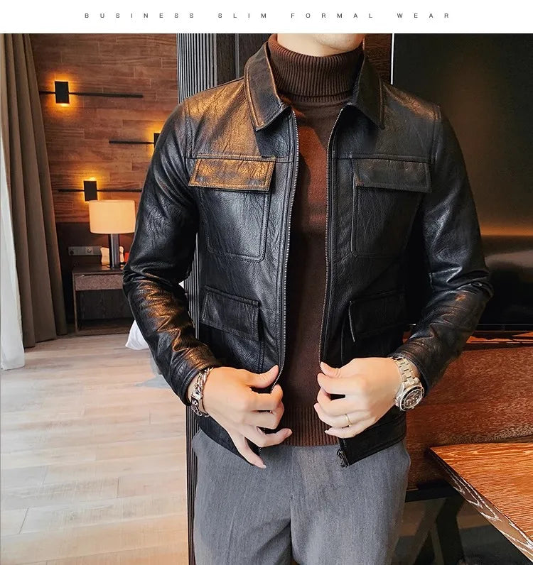 Velaro Luxe Slim PU Moto Jacket