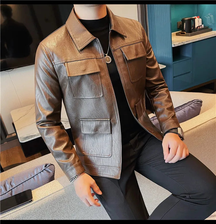 Velaro Luxe Slim PU Moto Jacket