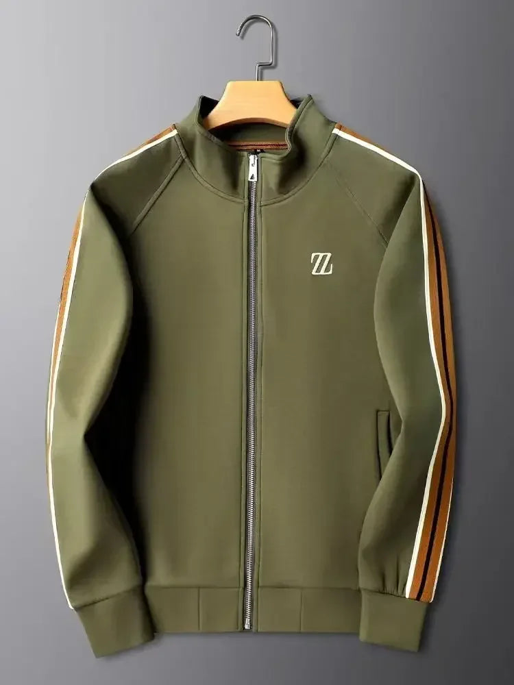 Modern Luxe Stand-Collar Athletic Tracksuit