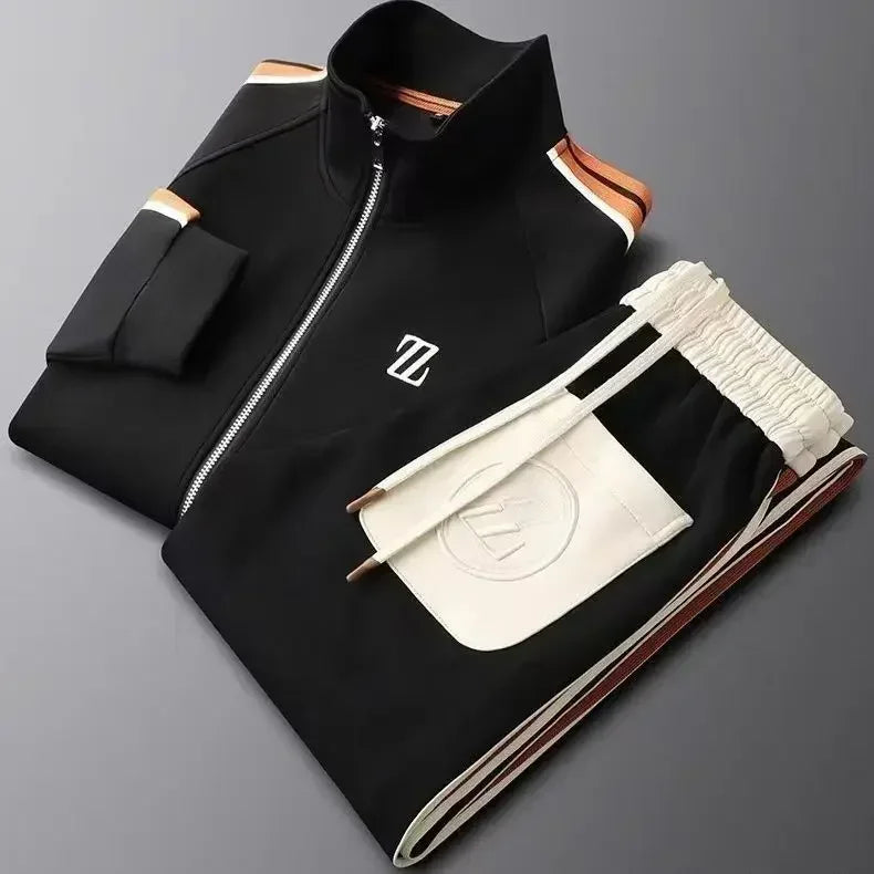Modern Luxe Stand-Collar Athletic Tracksuit