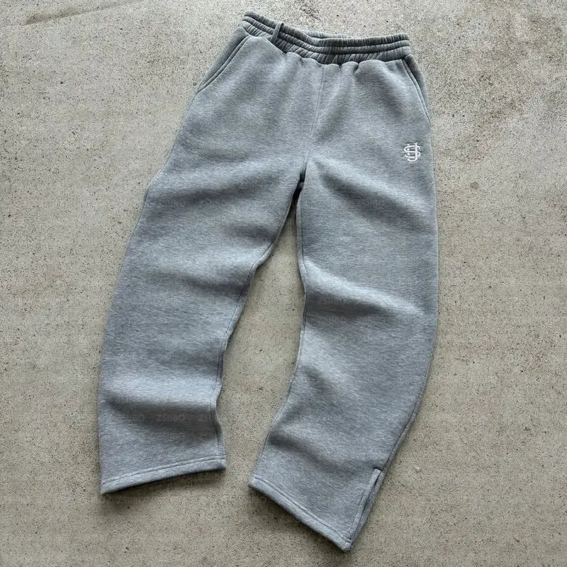 Y2K Embroidered Wide-Leg Street Joggers