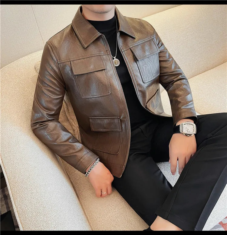Velaro Luxe Slim PU Moto Jacket