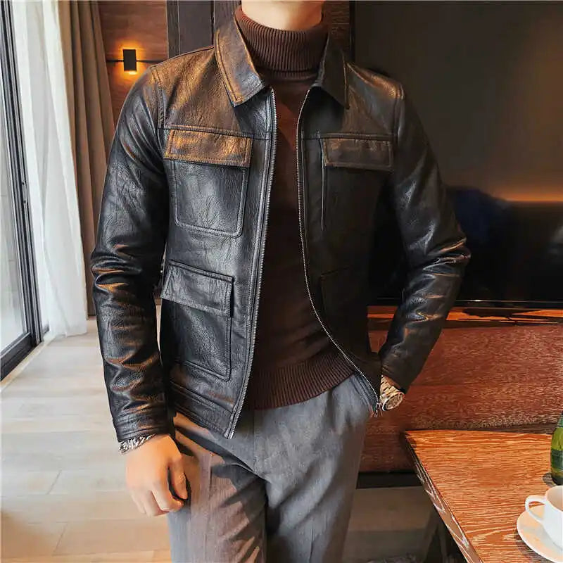 Velaro Luxe Slim PU Moto Jacket