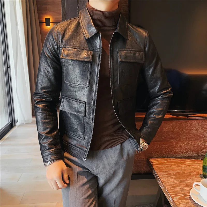 Velaro Luxe Slim PU Moto Jacket