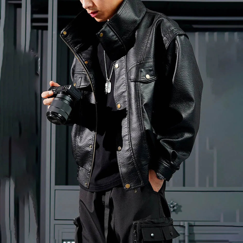 AetherWave Loose PU Street Jacket
