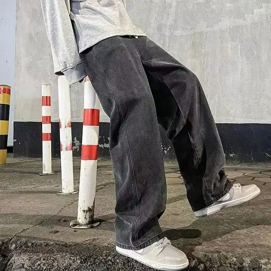 Korean Luxe Wide-Leg Street Jeans 2025