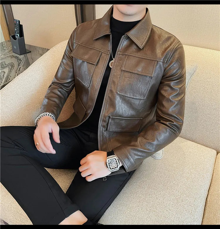 Velaro Luxe Slim PU Moto Jacket