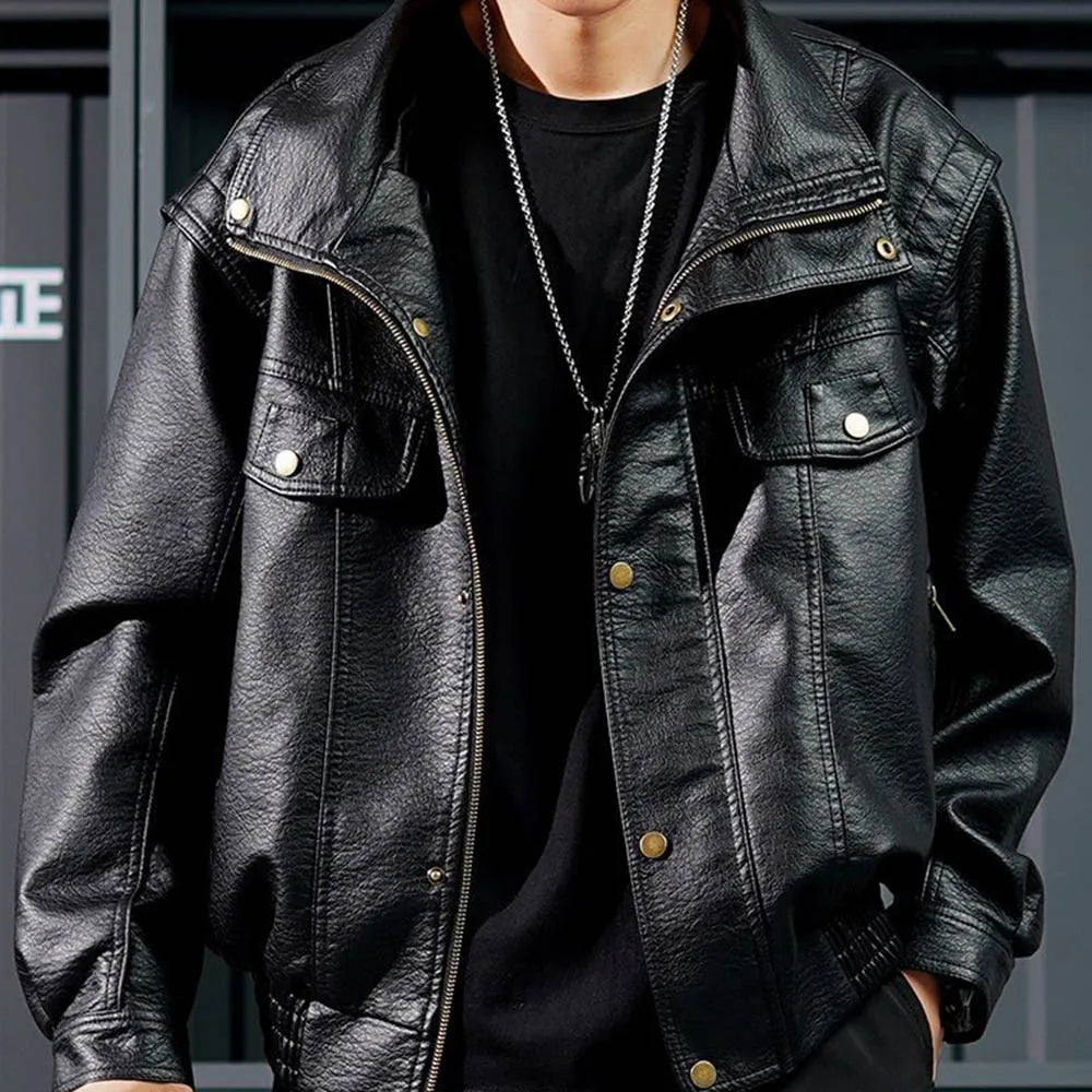 AetherWave Loose PU Street Jacket