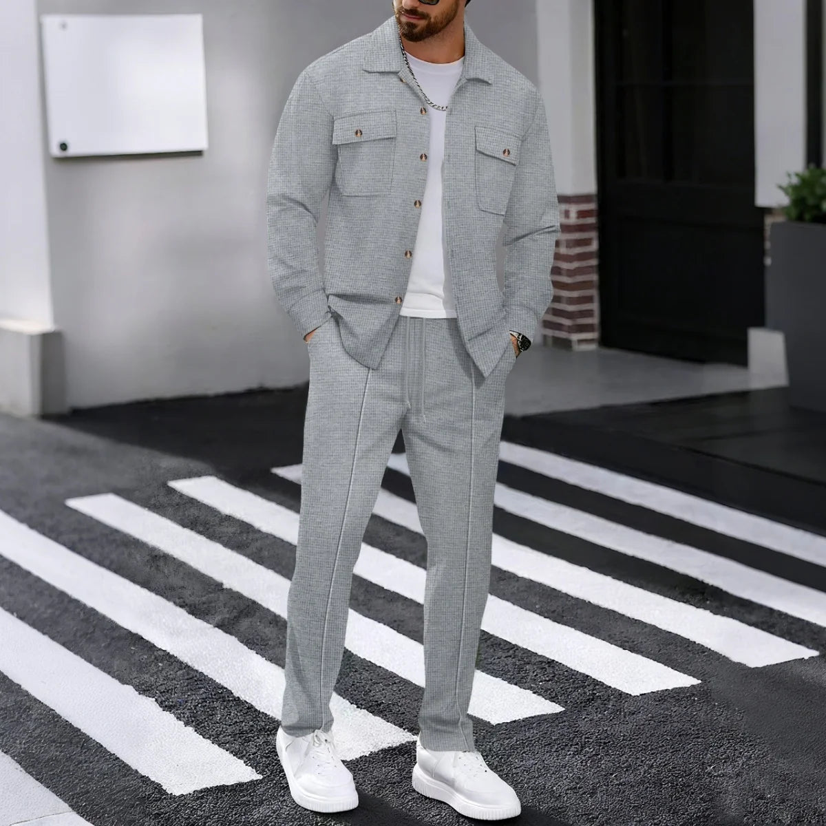UrbanEase Padded Streetwear Two-Piece Set