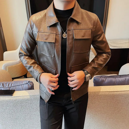 Velaro Luxe Slim PU Moto Jacket