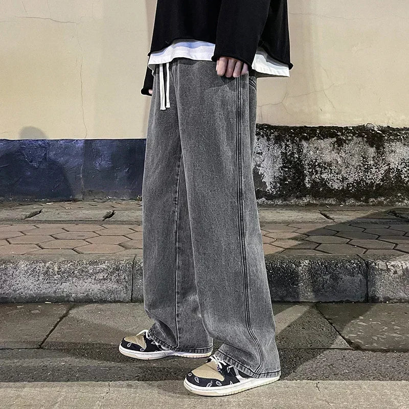 Korean Luxe Wide-Leg Street Jeans 2025