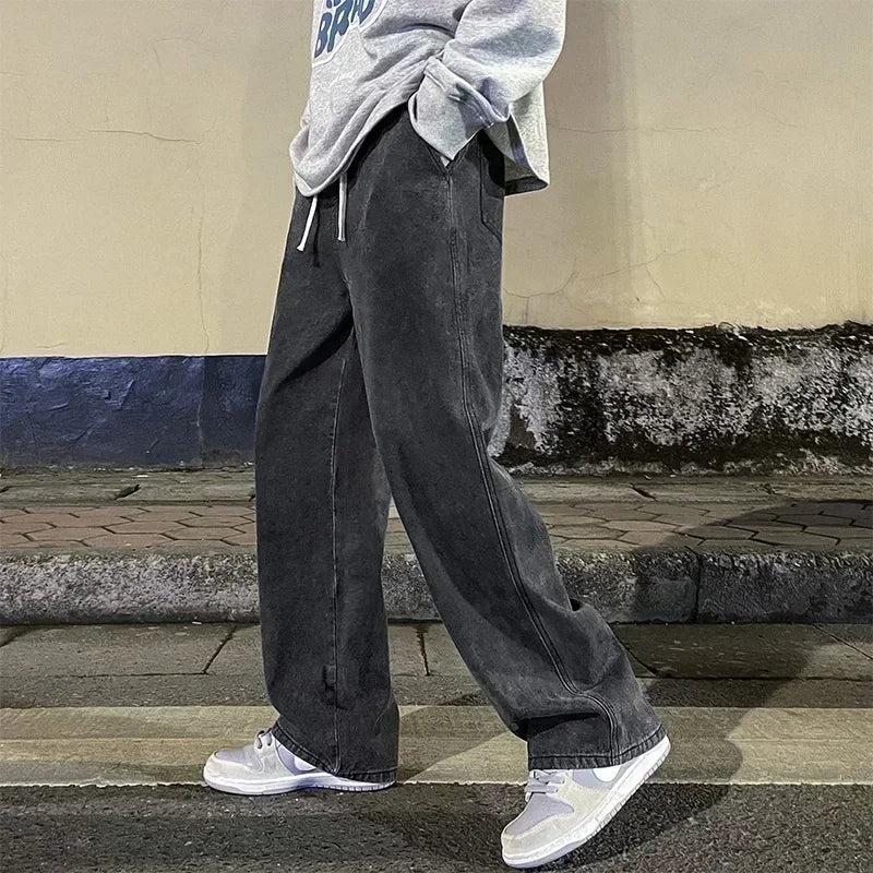 Korean Luxe Wide-Leg Street Jeans 2025