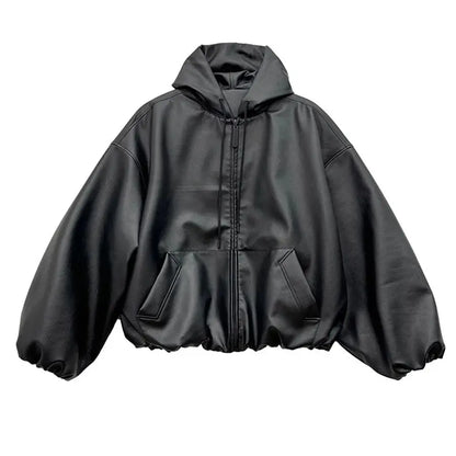 Aureon Soft PU Hooded Leather Jacket