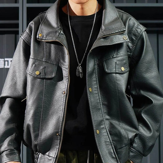 AetherWave Loose PU Street Jacket
