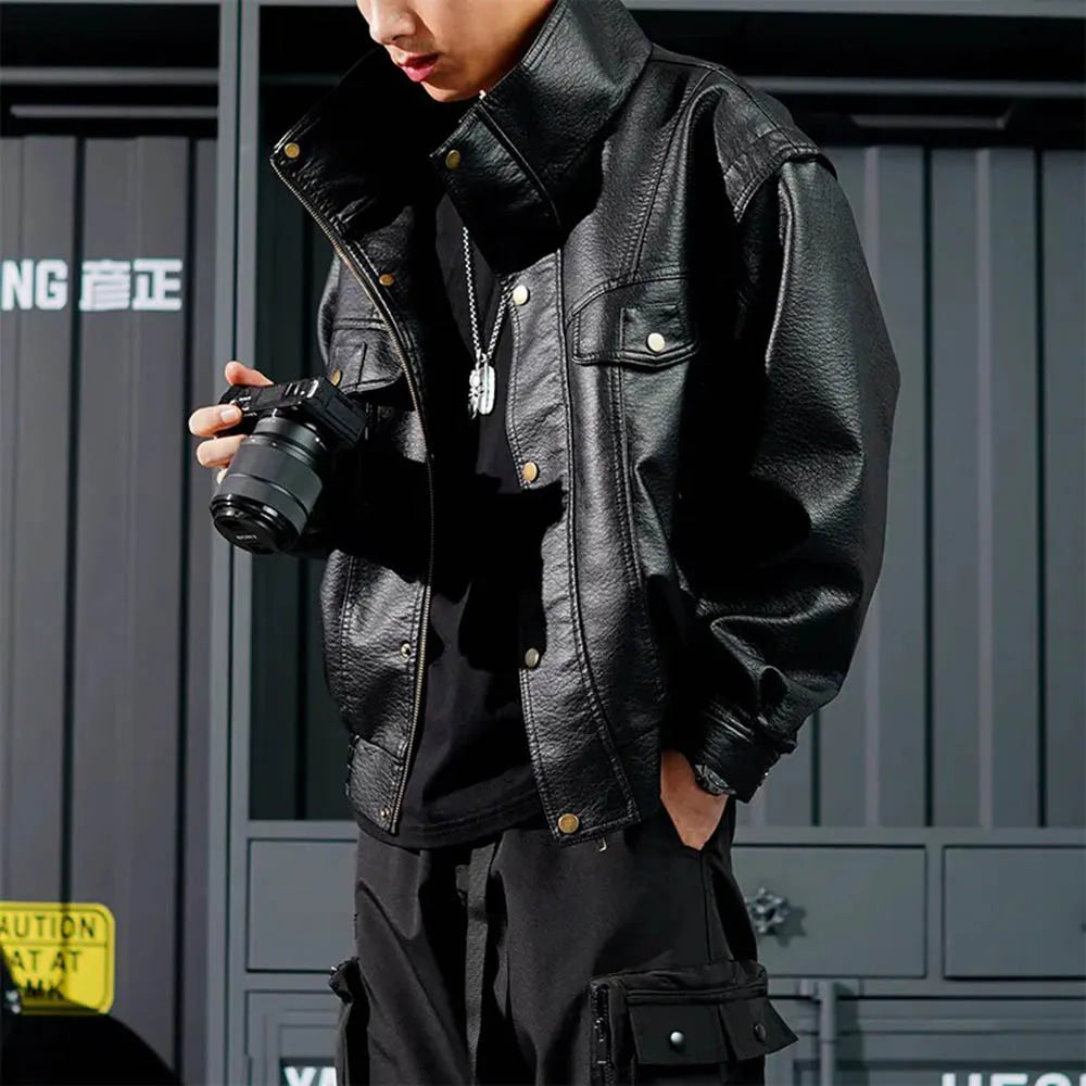 AetherWave Loose PU Street Jacket