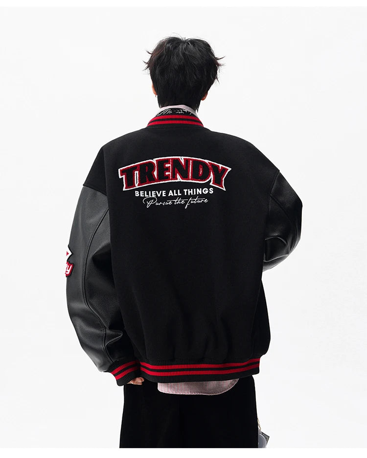 Echelon Embroidered Varsity Leather Jacket