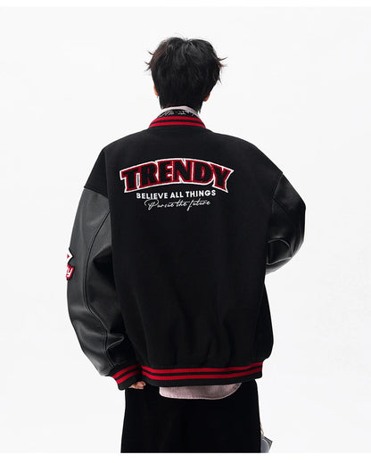 Echelon Embroidered Varsity Leather Jacket