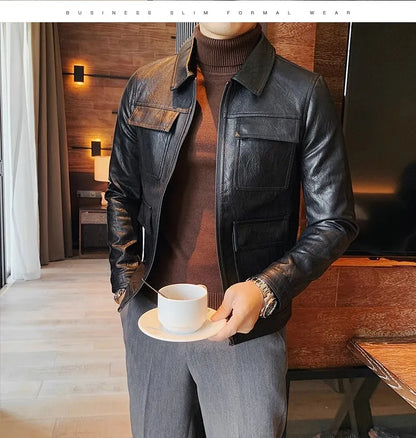 Velaro Luxe Slim PU Moto Jacket