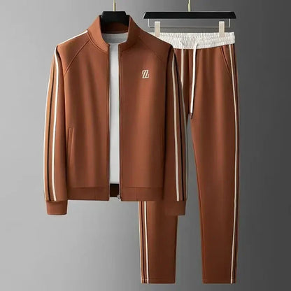 Modern Luxe Stand-Collar Athletic Tracksuit