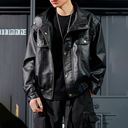 AetherWave Loose PU Street Jacket
