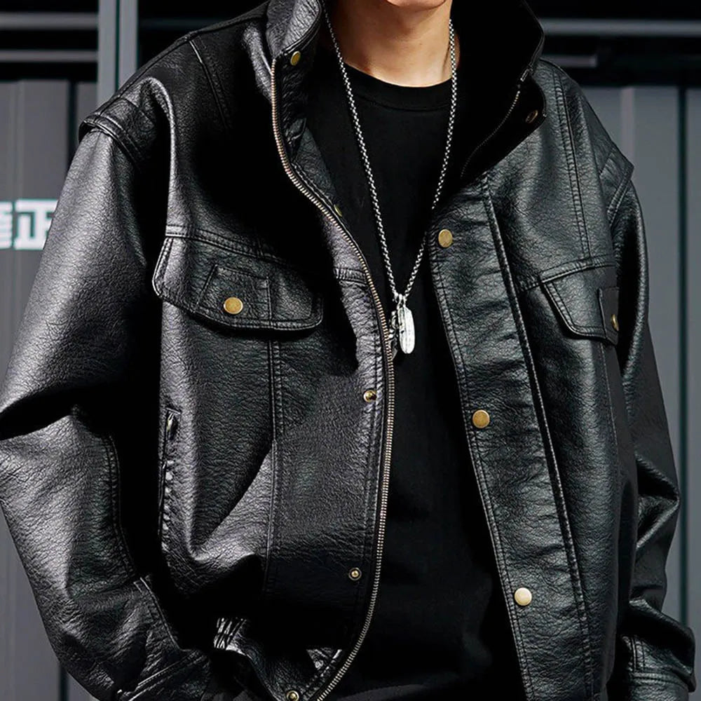 AetherWave Loose PU Street Jacket