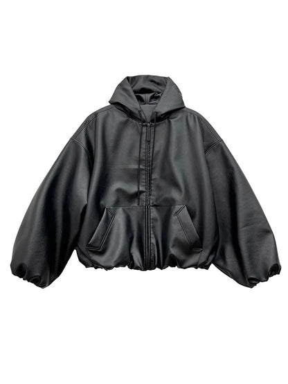 Aureon Soft PU Hooded Leather Jacket