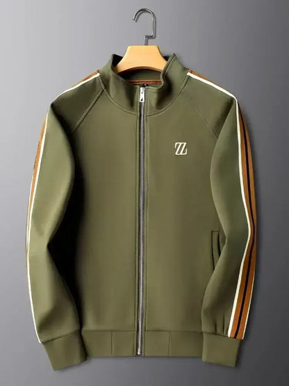 Modern Luxe Stand-Collar Athletic Tracksuit