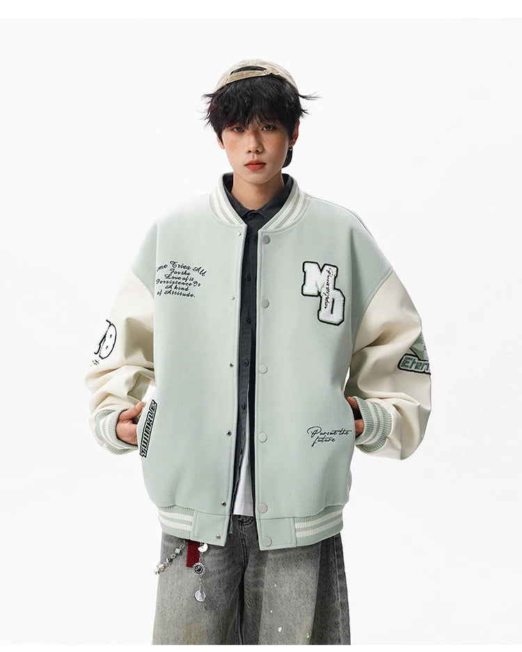 Echelon Embroidered Varsity Leather Jacket