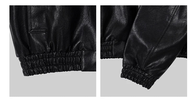 Auron Black Luxe PU Bomber Jacket