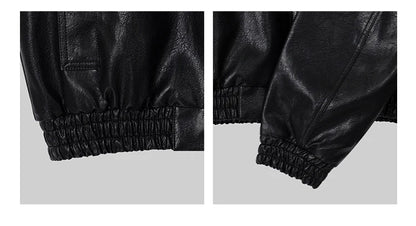 Auron Black Luxe PU Bomber Jacket