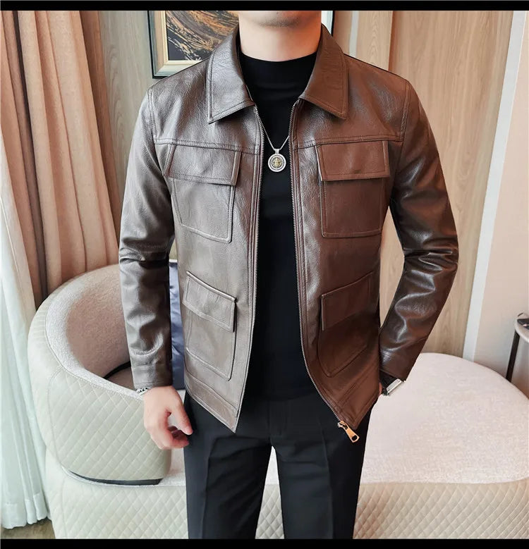 Velaro Luxe Slim PU Moto Jacket