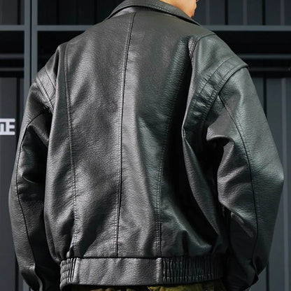 AetherWave Loose PU Street Jacket
