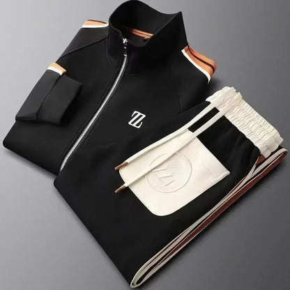 Modern Luxe Stand-Collar Athletic Tracksuit