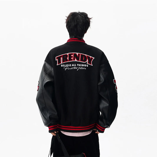 Echelon Embroidered Varsity Leather Jacket