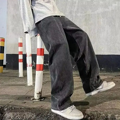 Korean Luxe Wide-Leg Street Jeans 2025