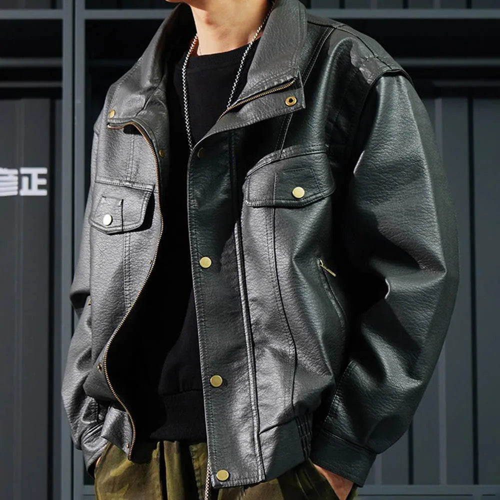 AetherWave Loose PU Street Jacket