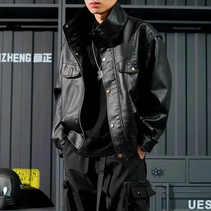 AetherWave Loose PU Street Jacket