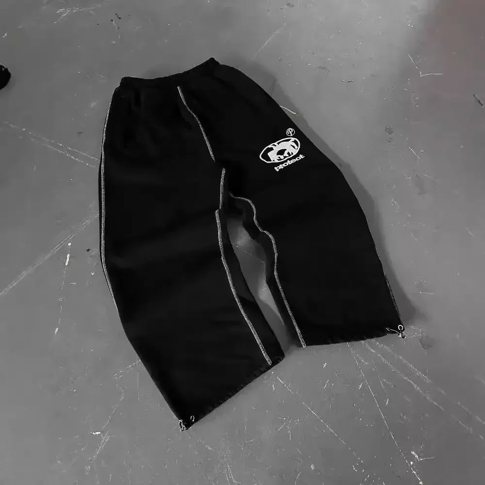 NeoFlex Y2K Embroidered Zipper Pants